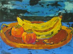 1 Moore, Ann Persimmons, Bananas, Almonds gouache & ink 16x20 $250